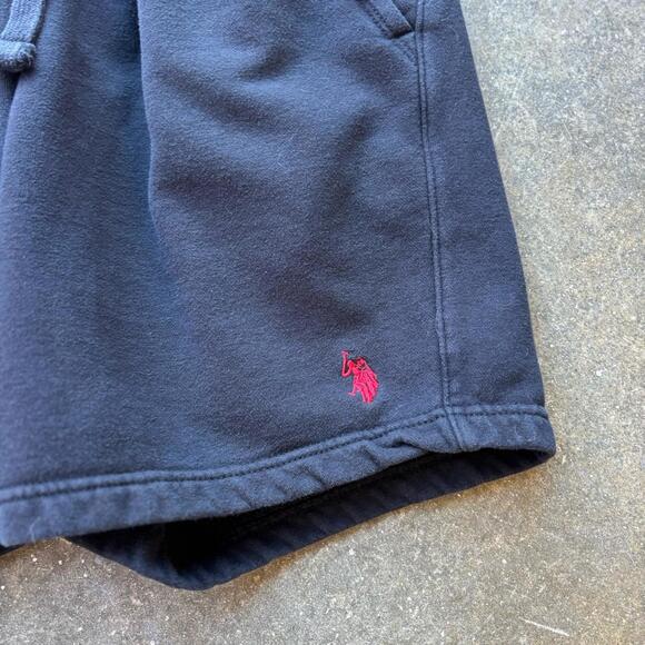 Ralph Lauren U.S. Polo Mens Black Fleece Drawstring Shorts Mens M Zip Pocket Y2K - Picture 2 of 6